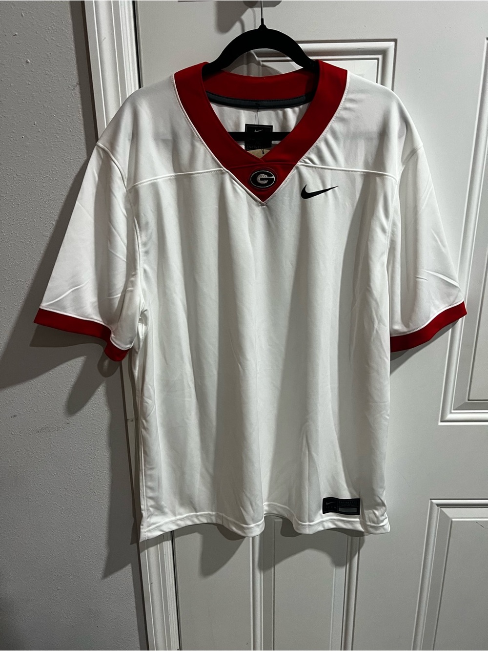 Nike Men’s White Football Jersey with Red Trim